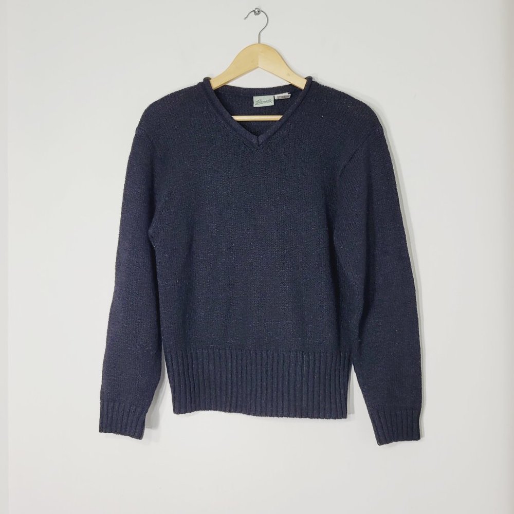 Penmans Black Knit Pullover Sweater Top V-Neckline Vintage Preppy Womens M - Picture 2 of 10